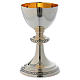 Classic chalice and paten Molina with stringcourse in silver brass s2