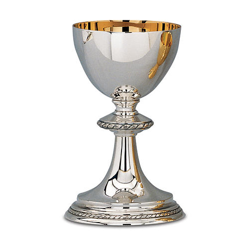 Chalice and paten Molina in classic style with stringcourse and cup in 925 sterling silver 1