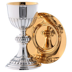 Silver brass chalice and paten Molina with traditional repoussage in silver brass