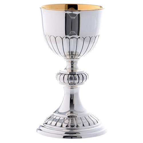 Silver brass chalice and paten Molina with traditional repoussage in silver brass 4