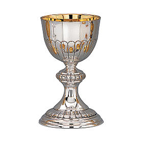 Classic model chalice and paten with traditional repoussage and cup in 925 sterling silver