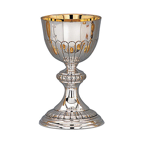 Classic model chalice and paten with traditional repoussage and cup in 925 sterling silver 1