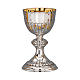 Classic model chalice and paten with traditional repoussage and cup in 925 sterling silver s1