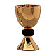Chalice and paten Molina classic model with node in natural stone and golden brass s1
