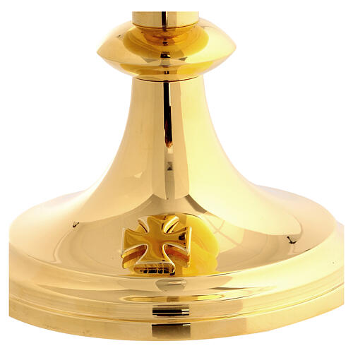 Calice Patena e Pisside Molina Classico base con croce ottone dorato 2