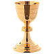 Chalice, paten and ciborium Molina in classic style hammered by hand in golden brass s2