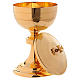 Chalice, paten and ciborium Molina in classic style hammered by hand in golden brass s5