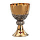 Chalice and paten in classic style with bunches and vine leaves in 925 sterling silver in two tones. s1
