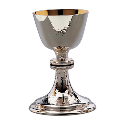 Chalice, paten and ciborium Molina in classic style with black enamel and silver brass 1
