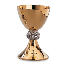 Chalice and paten Molina in classic style with green enameled details in 925 solid sterling silver