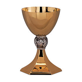 Chalice and paten Molina in silver brass with grapes and vines classic style