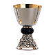 Chalice, paten and ciborium Molina classic style with pearl collar and grapes design in silver brass s1