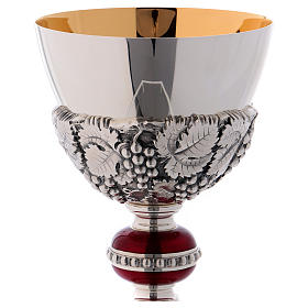 Cáliz Patena y Copón Molina Clásico nudo rojo y uva copa plata 925