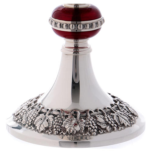 Calice Patena e Pisside Molina Classico nodo rosso e uva coppa argento 925 5
