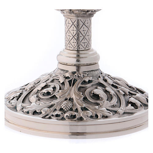 Chalice and paten Molina classic style with bas relief and medallions in silver brass 3