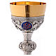 Chalice and paten Molina classic style with bas relief and medallions in silver brass s2