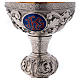 Chalice and paten Molina classic style with bas relief and medallions in silver brass s5