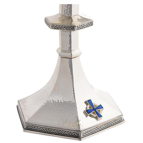 Calice Patena e Pisside Molina Classico Inglese croce blu smaltata ottone argentato 5