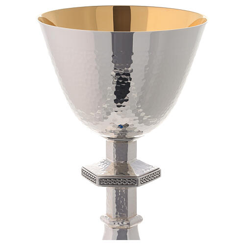Chalice and paten Molina classic style in English with blue enameled cross and 925 sterling silver cup 4