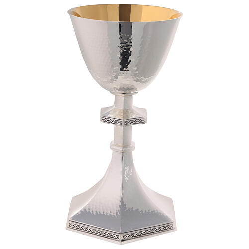 Chalice and paten Molina classic style in English with blue enameled cross and 925 sterling silver cup 11