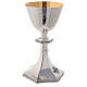 Chalice and paten Molina classic style in English with blue enameled cross and 925 sterling silver cup s9
