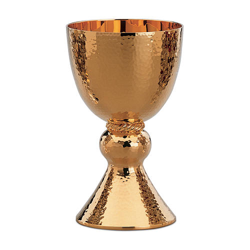 Chalice, paten and ciborium Molina Bavarian style in gold brass 1