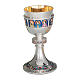 Chalice, paten and ciborium Molina for offertory with the Last Dinner in cloisonnè enamel with cup in 925 sterling silver s1