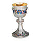 Chalice and paten contemporary style Molina The Last Dinner with cloisonné enamel in 925 sterling silver s1