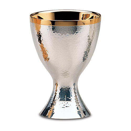 Chalice and paten Molina in contemporary style with shiny finish in silver brass 1