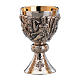 Chalice and paten Molina contemporary style with the four evangelists and cup in silver brass s1