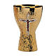 Chalice and paten Molina with Corpus cross and cup in golden 925 sterling silver s1