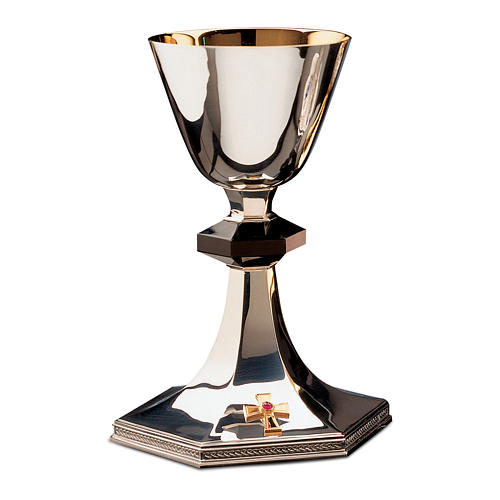 925 sterling silver chalice, paten and ciborium Molina in classic style with red stone 1