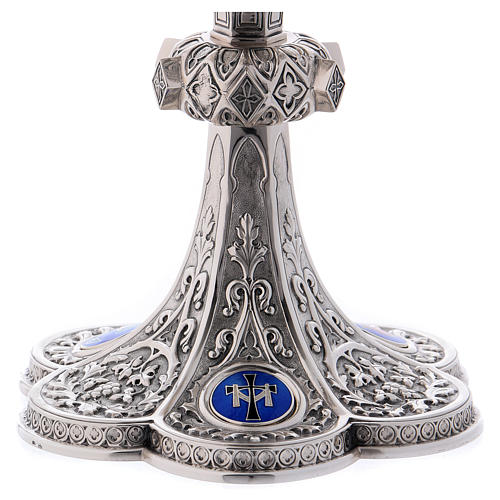 Chalice, paten and ciborium for offertory Molina with Gothic decoration and medallions in 925 solid sterling silver 6
