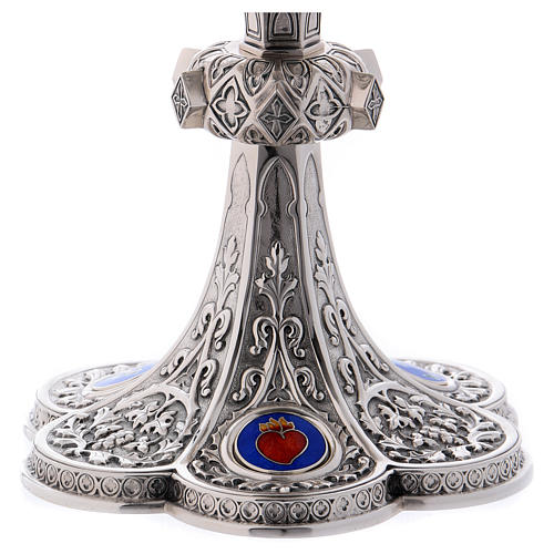 Chalice, paten and ciborium for offertory Molina with Gothic decoration and medallions in 925 solid sterling silver 8