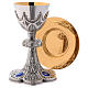 Chalice, paten and ciborium for offertory Molina with Gothic decoration and medallions in 925 solid sterling silver s1