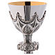Chalice, paten and ciborium for offertory Molina with Gothic decoration and medallions in 925 solid sterling silver s2