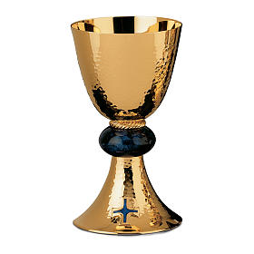Chalice, paten, ciborium and offertory paten Molina with blue sodalite in 925 solid sterling silver
