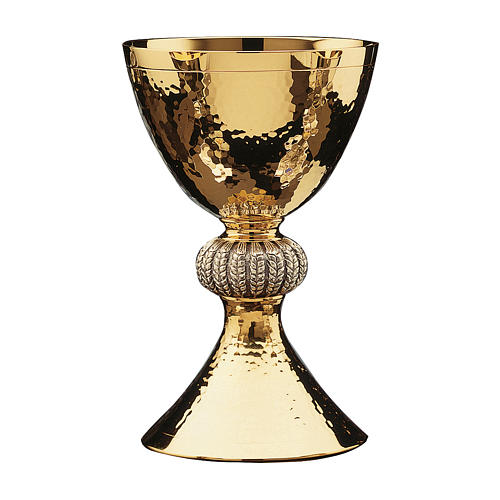 Chalice, paten and ciborium Molina with ears of wheat design in golden 925 solid sterling silver 1