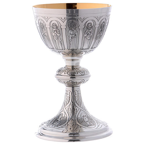 Chalice, paten and ciborium Molina with apostles and evangelists in 925 solid sterling silver 2