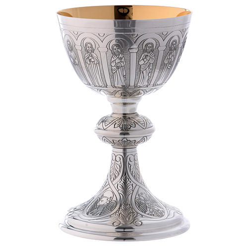Chalice, paten and ciborium Molina with apostles and evangelists in 925 solid sterling silver 3