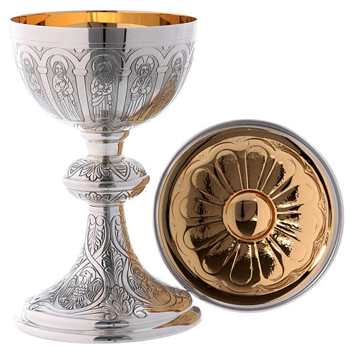 Chalice, paten and ciborium Molina with apostles and evangelists in 925 solid sterling silver 6