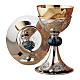 Chalice, paten, ciborium and offertory paten Molina in green agate with grapes and vines in 925 solid sterling silver s1