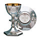 Chalice, paten and ciborium Molina with cup and base with grapes and vines in 925 solid sterling silver s1