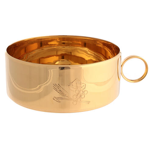 Grapes and wheat stacking ciboria in shiny gold-plated brass, Molina 7