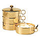 Grapes and wheat stacking ciboria in shiny gold-plated brass, Molina s2