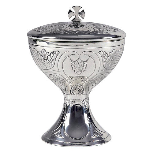 Molina ciborium with leaves design in silver brass carved by hand 1