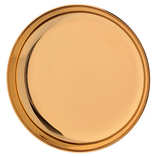 Concave paten Molina hammered with a shiny finish in gold plated brass 2