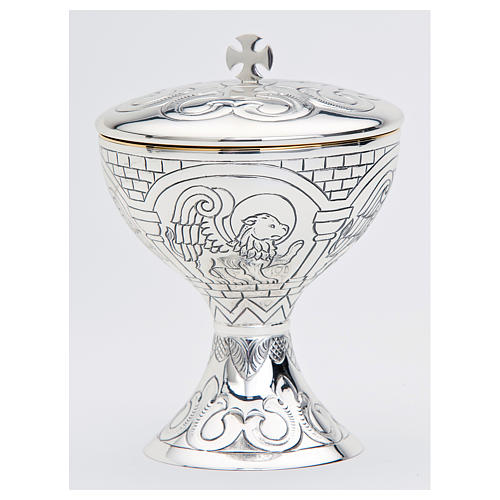 Molina ciborium with Evangelists symbols in silver brass carved by hand 1