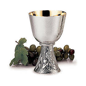 Molina chalice with grapes and ears of wheat in silver brass