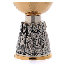 Chalice and paten Molina with twelve apostles in two tone brass